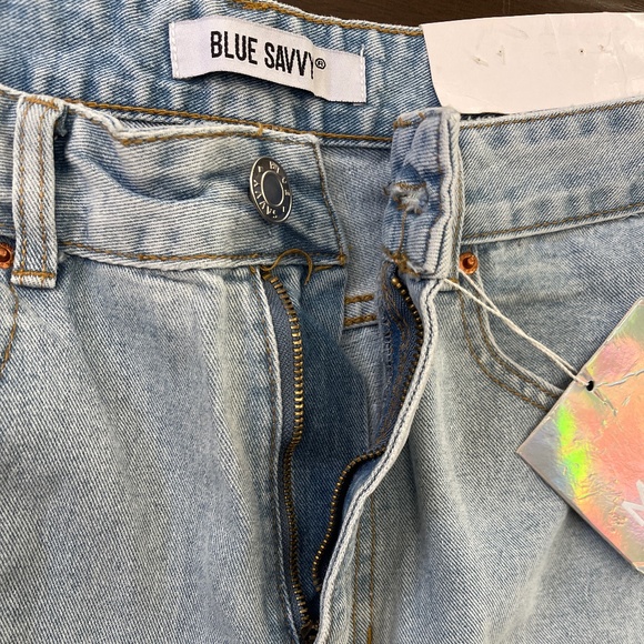 BLUE SAVVY Denim Mom Jeans Ripped Fringe 90's Boyfriend Sz 13/31 - Picture 3 of 9